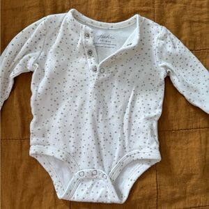 Pehr White and Gold Star Print Baby Onesie